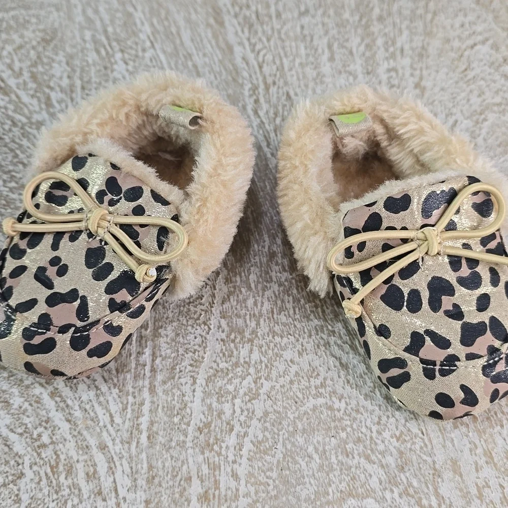 Stepping Stones Baby Leopard Faux Fur Slippers 3/6 months